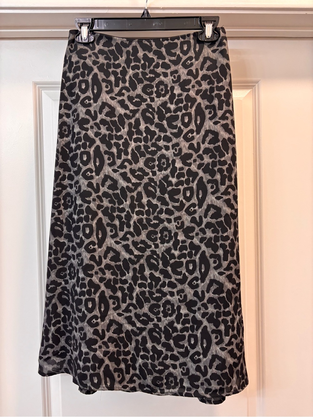 Grey and Black Cheetah Midi Skirt